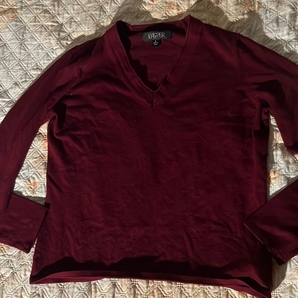 red long sleeve v-neck